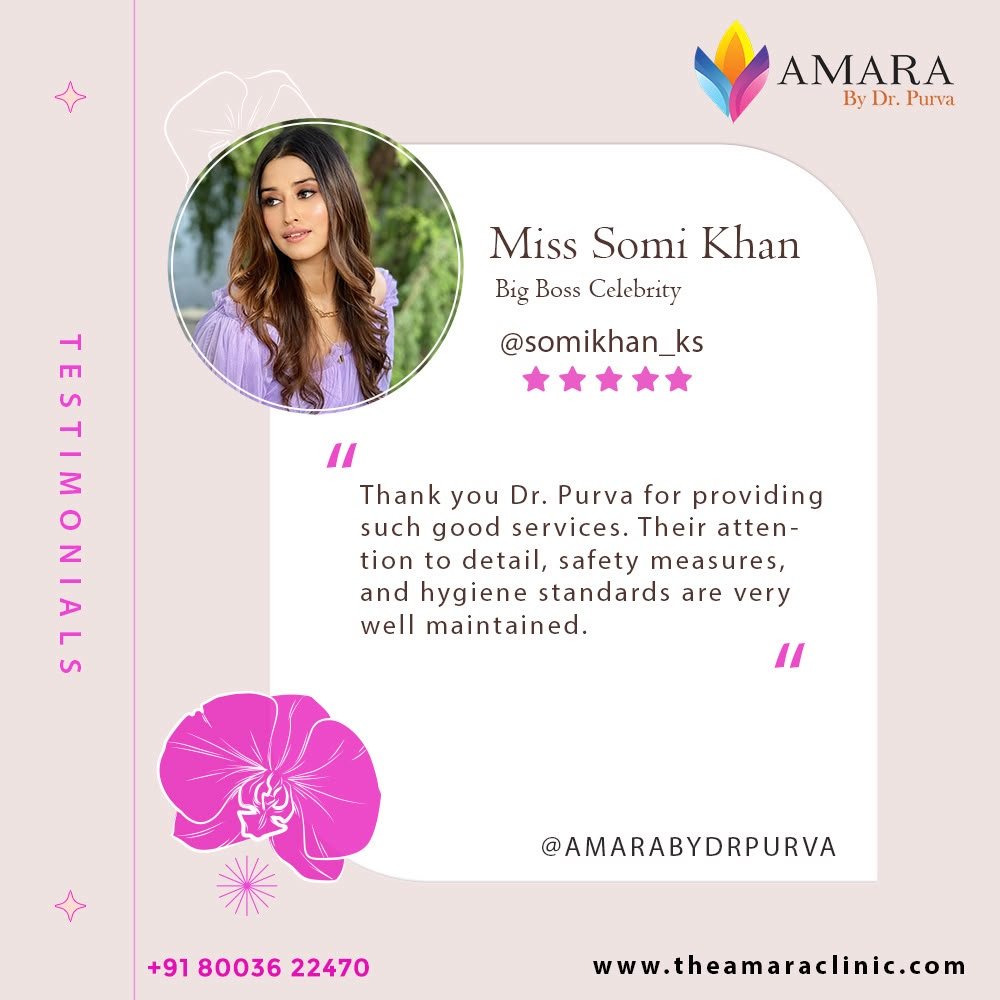 Testimonial card from Miss Somi Khan, Bigg Boss celebrity