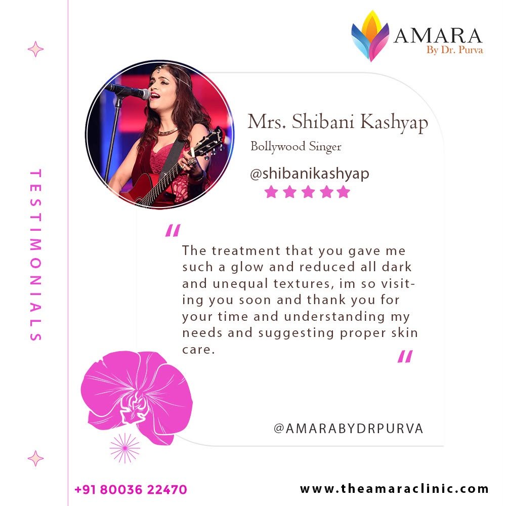 Testimonial card from Mrs. Shibani Kashyap, Bollywood singer