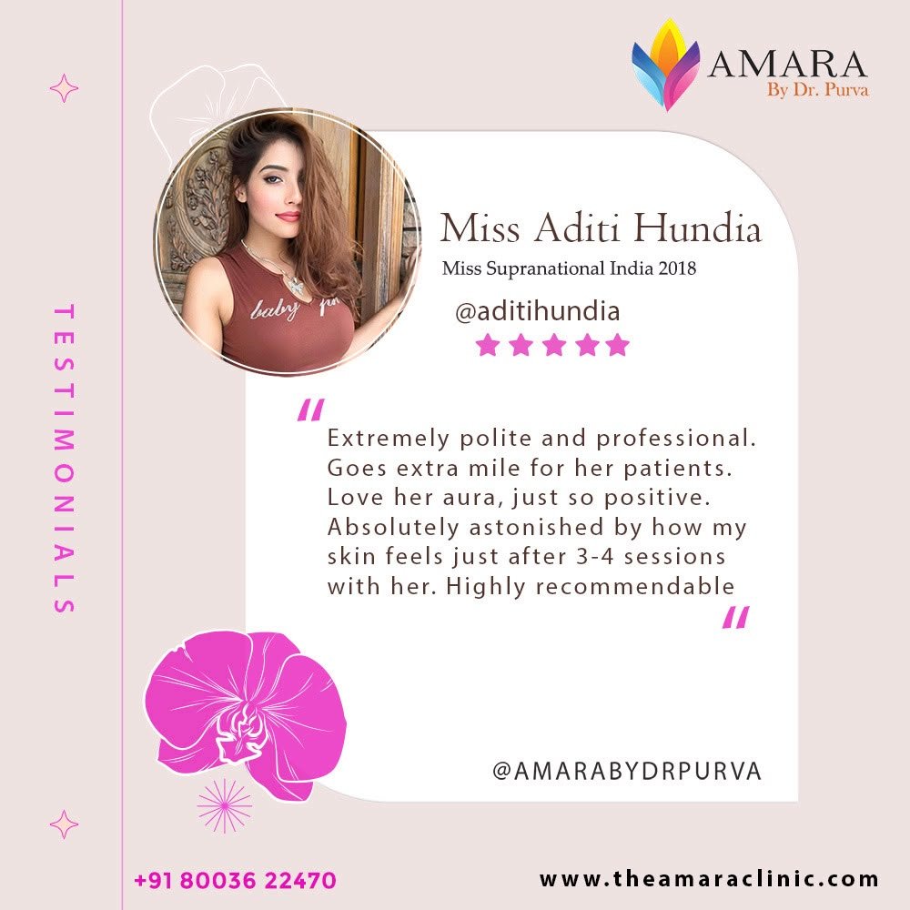 Testimonial card from Miss Aditi Hundia, Miss Supranational India 2018